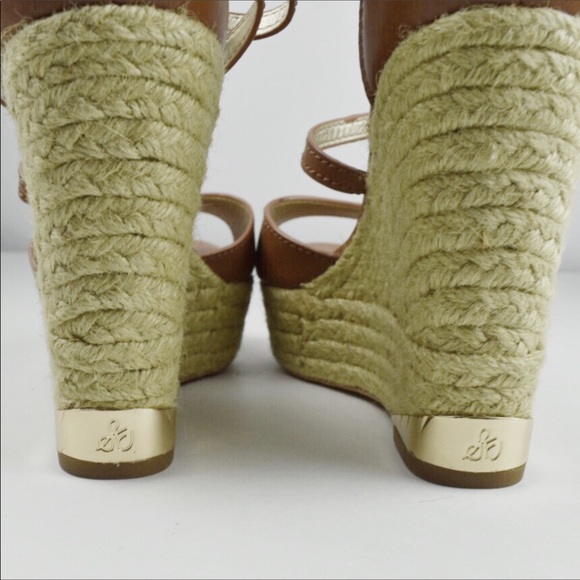 Sam Edelman Turner Saddle Leather Espadrilles Wedges Size 8.5 Brown - Picture 8 of 12